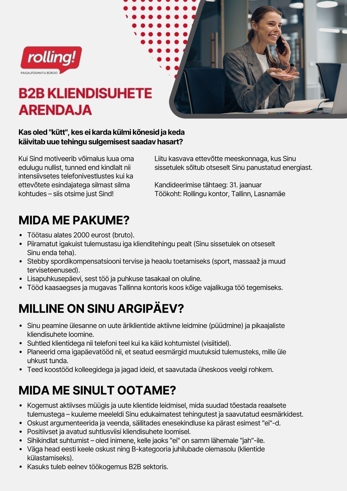 ROLLING OÜ B2B KLIENDISUHETE ARENDAJA