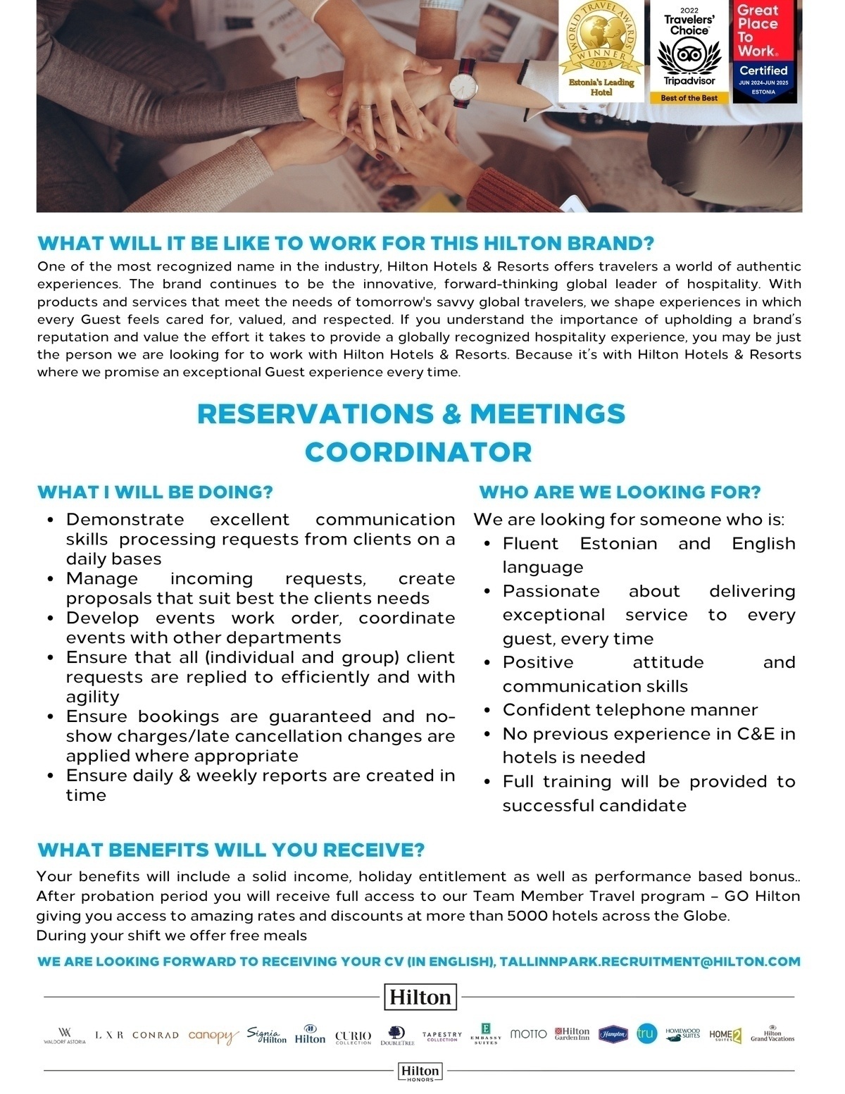 Fortuna Travel OÜ Reservations & Meeting Coordinator