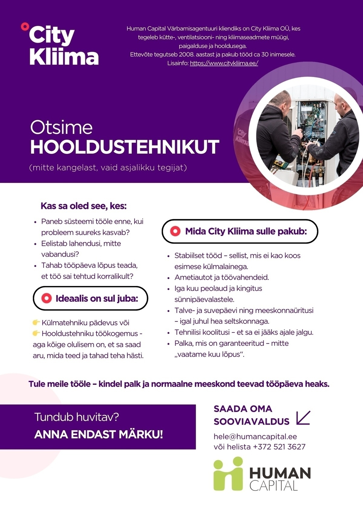 Human Capital OÜ Hooldustehnik