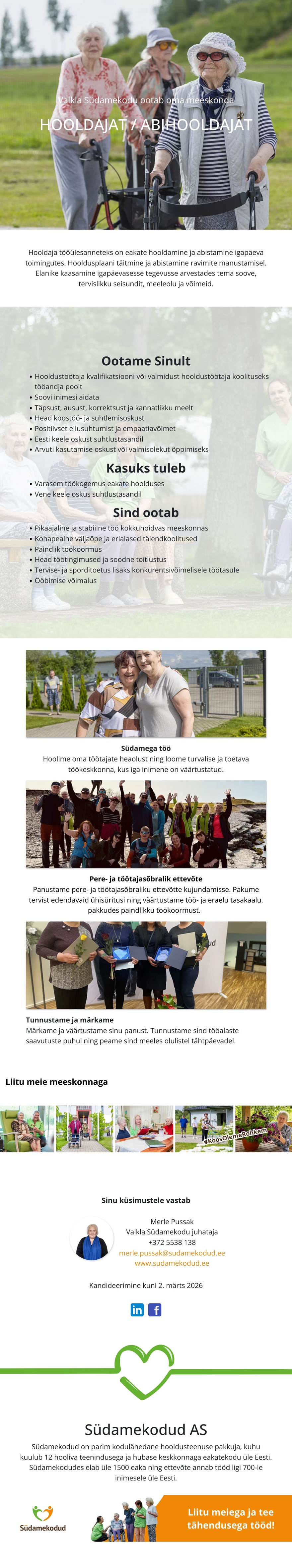 Valkla Südamekodu OÜ Hooldaja/Abihooldaja Valkla Südamekodusse