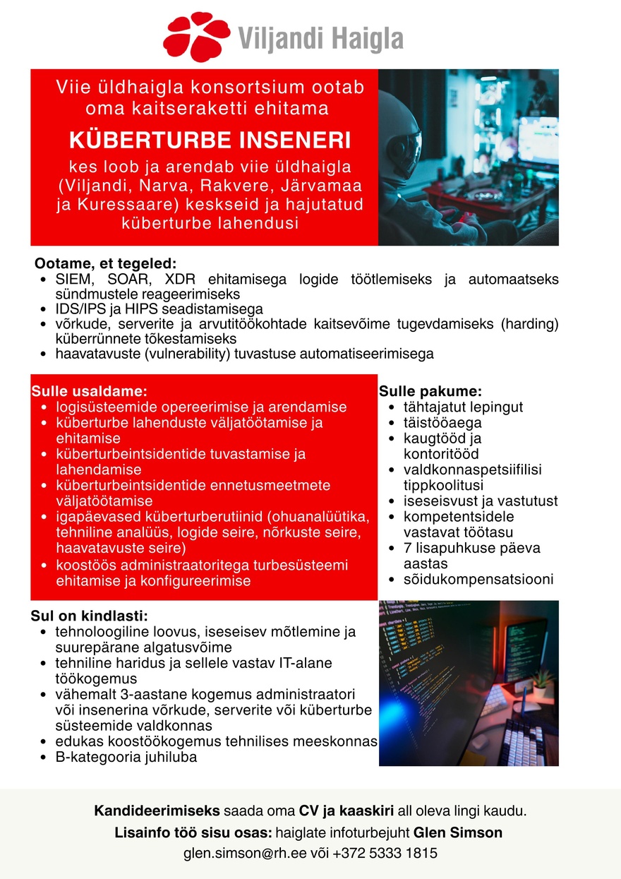 SA Viljandi Haigla Küberturbe insener