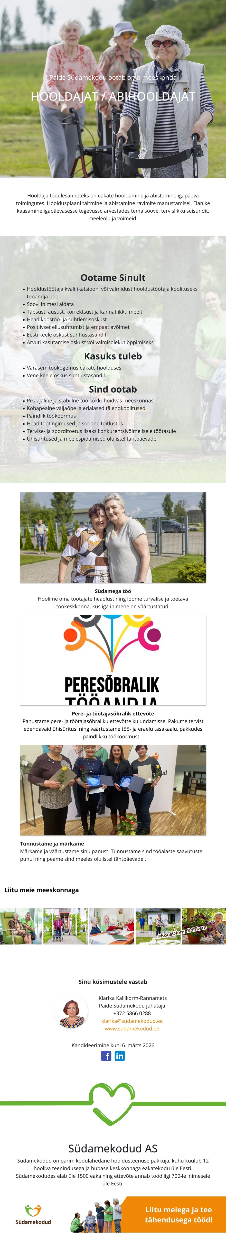 Paide Südamekodu OÜ Hooldaja/Abihooldaja Paide Südamekodusse