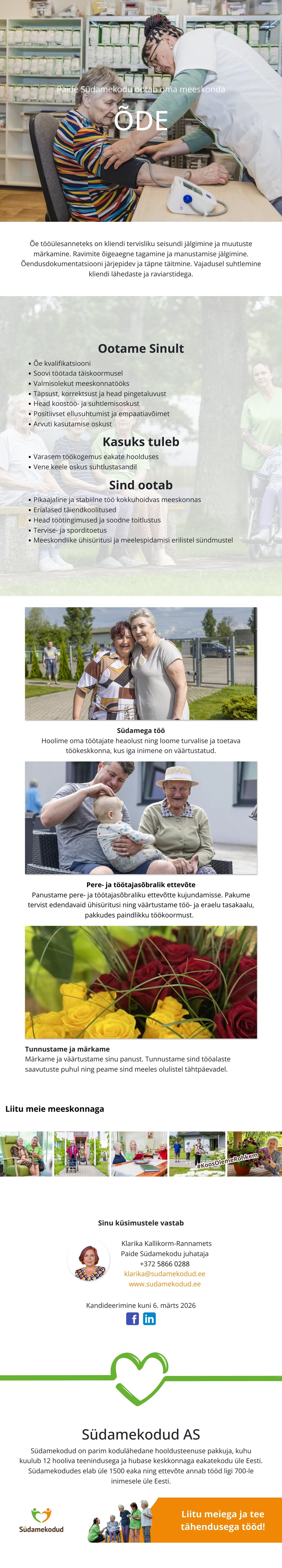 Paide Südamekodu OÜ Õde Paide Südamekodusse