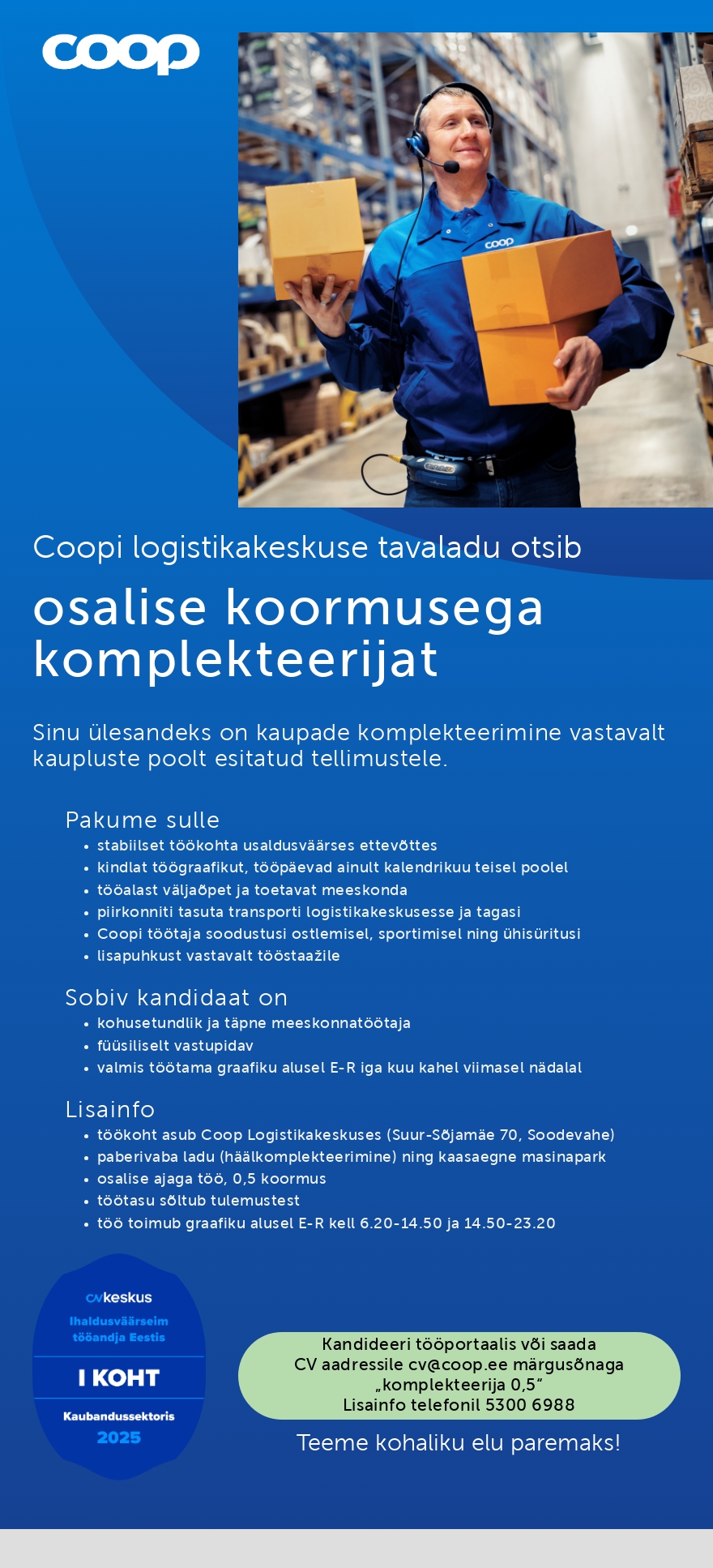 Coop Eesti Keskühistu Komplekteerija (0,5 koormus)