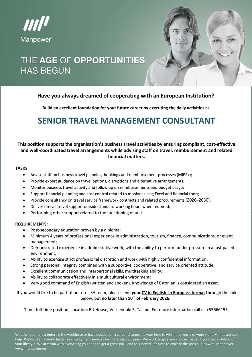 Manpower Senior Travel Management Consultant (euLisa)