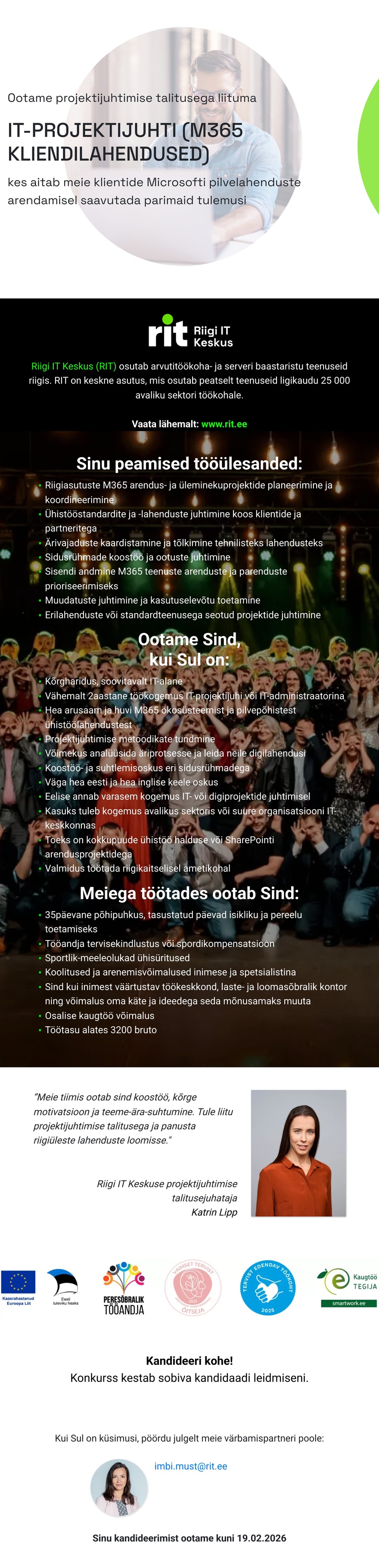 Riigi IT Keskus Projektijuht (M365 kliendilahendused)