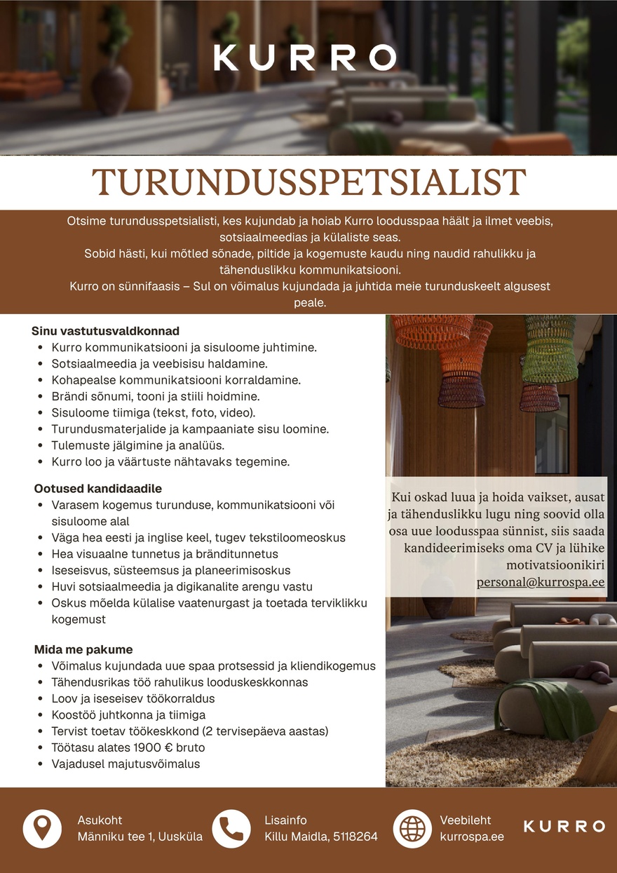 Loodusspaahotell OÜ Turundusspetsialist