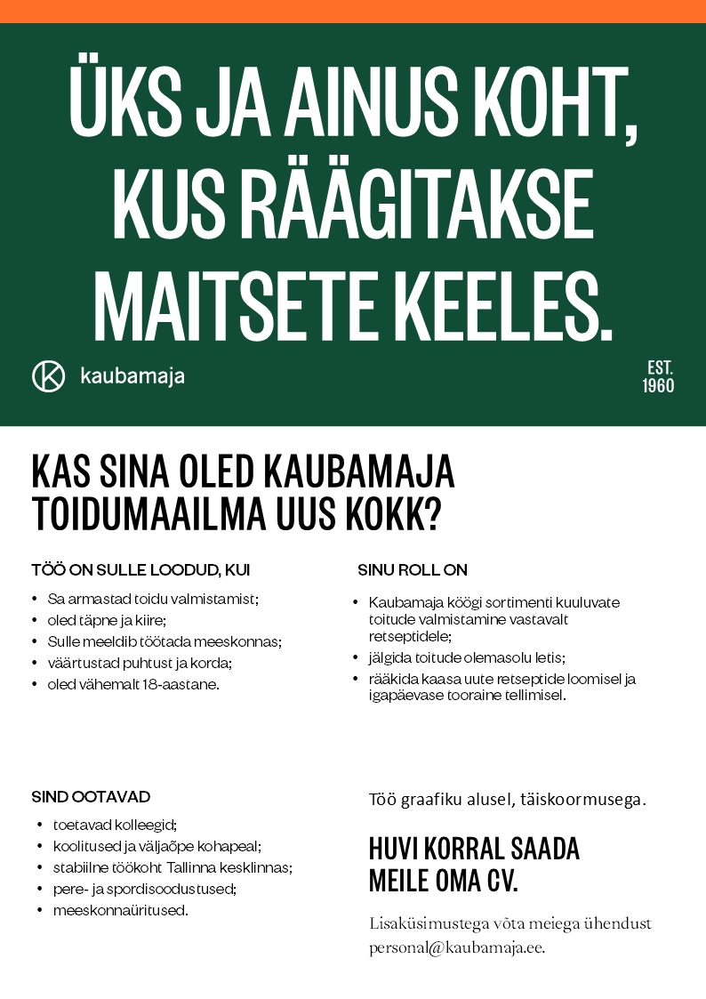Kaubamaja Toidumaailma kokk