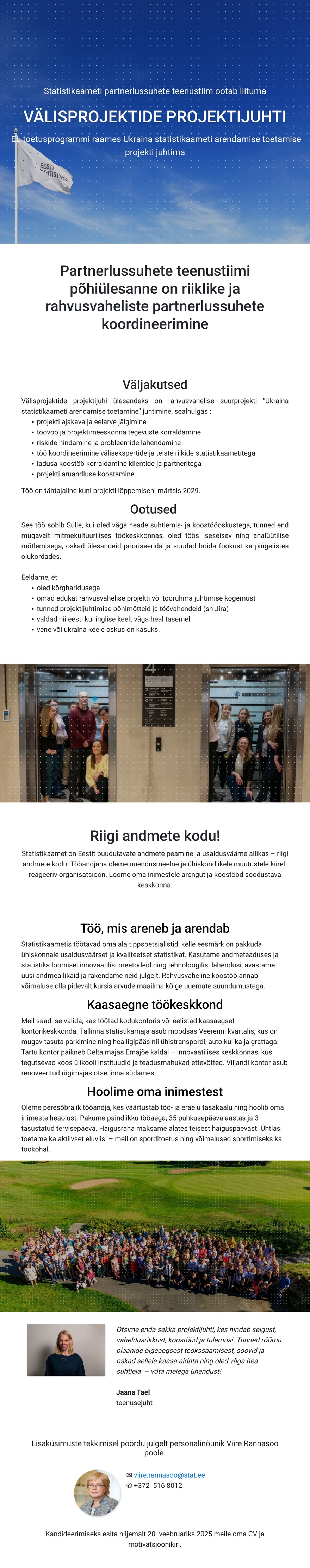 Statistikaamet Välisprojektide projektijuht