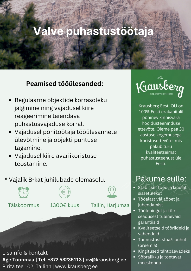 Krausberg Eesti OÜ Valve puhastusteenindaja