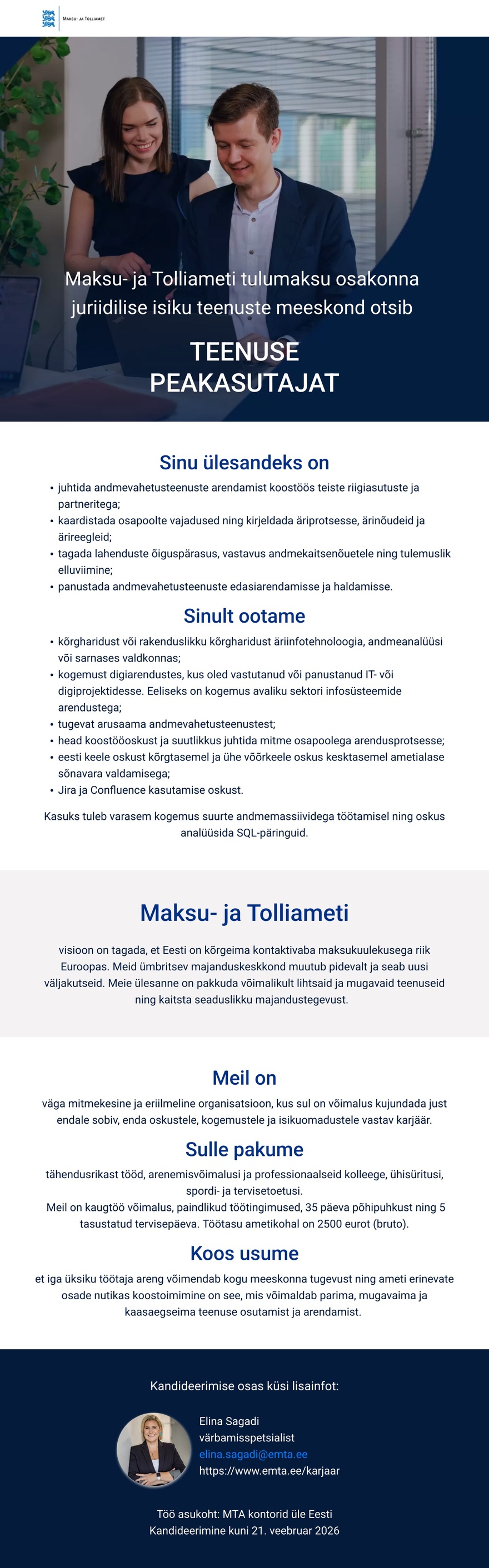 Maksu- ja Tolliamet Teenuse peakasutaja