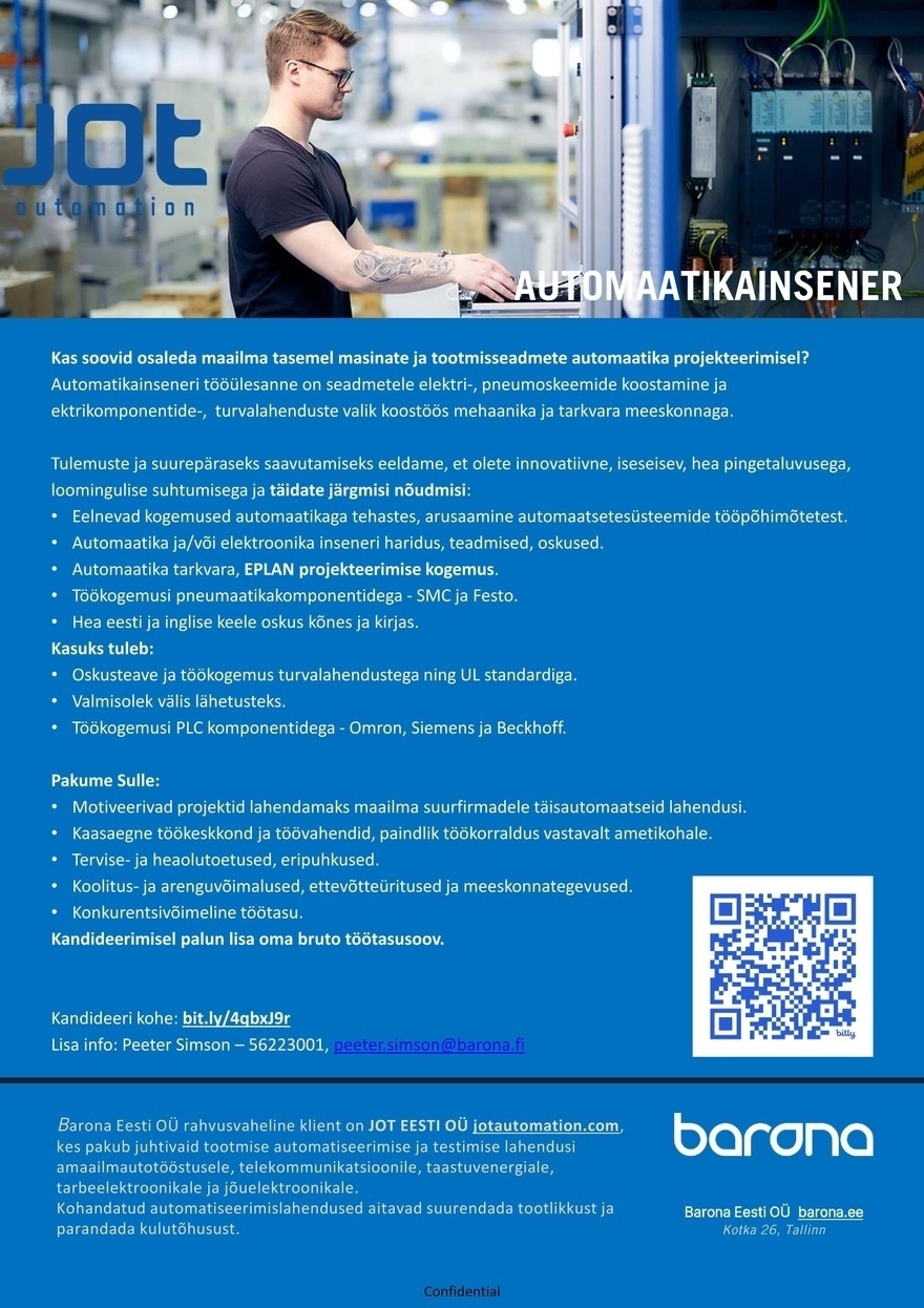 Barona Eesti OÜ Automaatikainsener