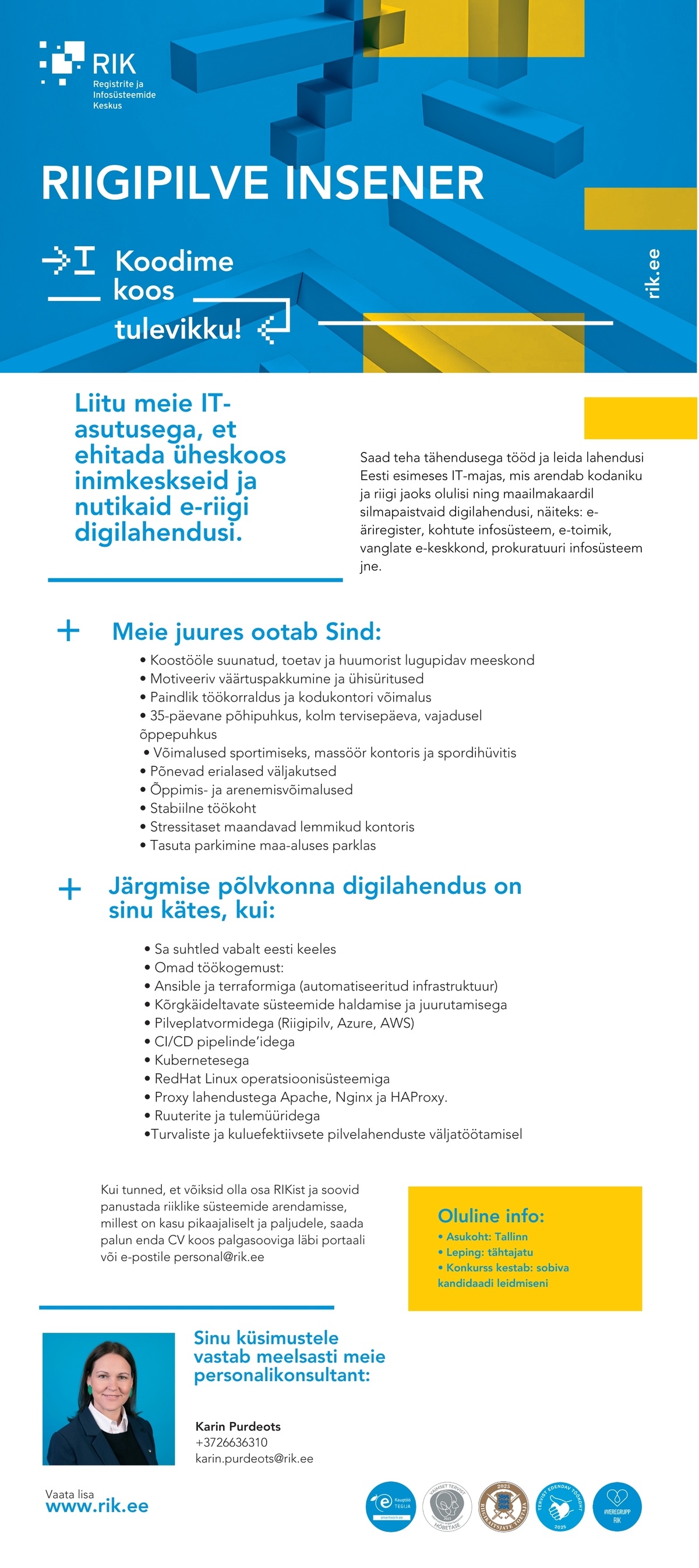 Registrite ja Infosüsteemide Keskus RIIGIPILVE INSENER