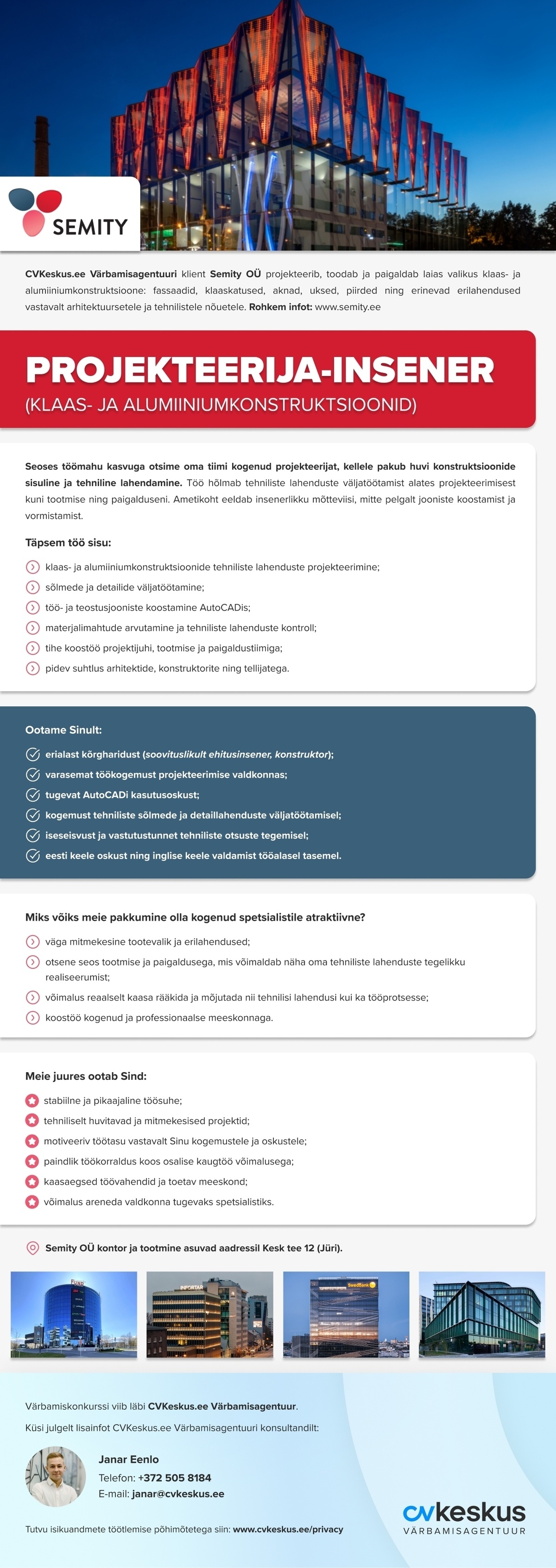 Semity OÜ PROJEKTEERIJA-INSENER (klaas- ja alumiiniumkonstruktsioonid)
