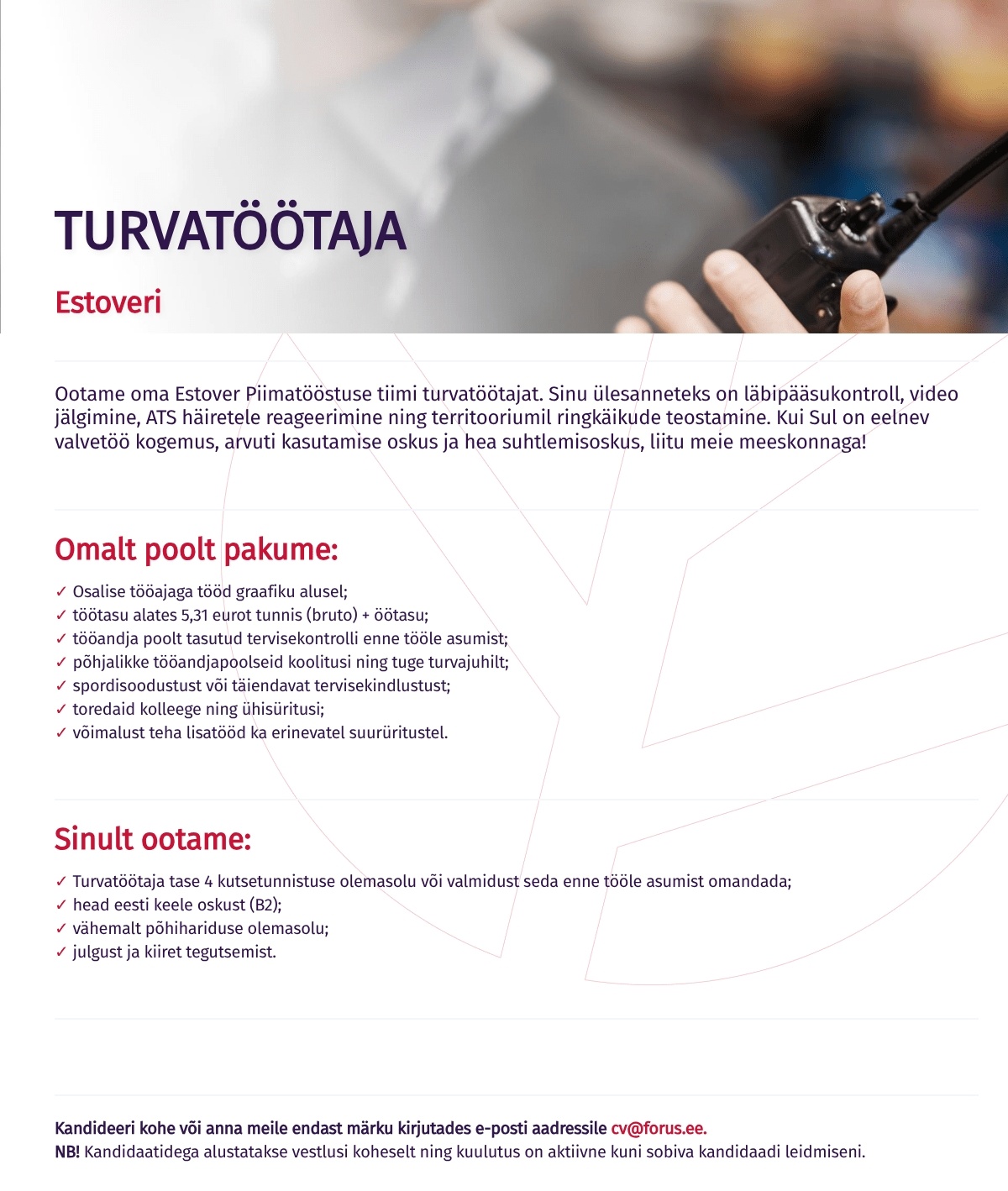 Forus Security AS Turvatöötaja Estoveri