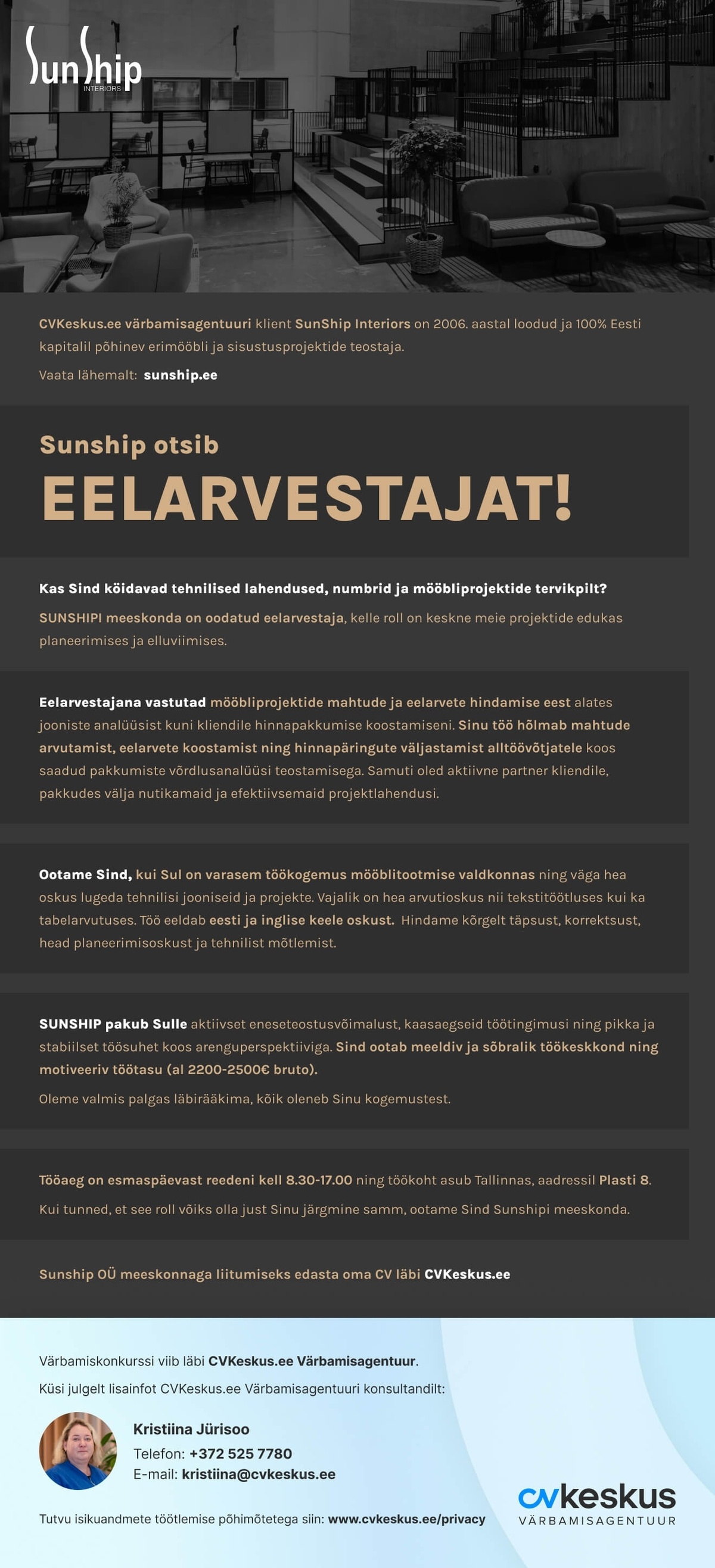 Sunship OÜ EELARVESTAJA (eritellimusmööbel)