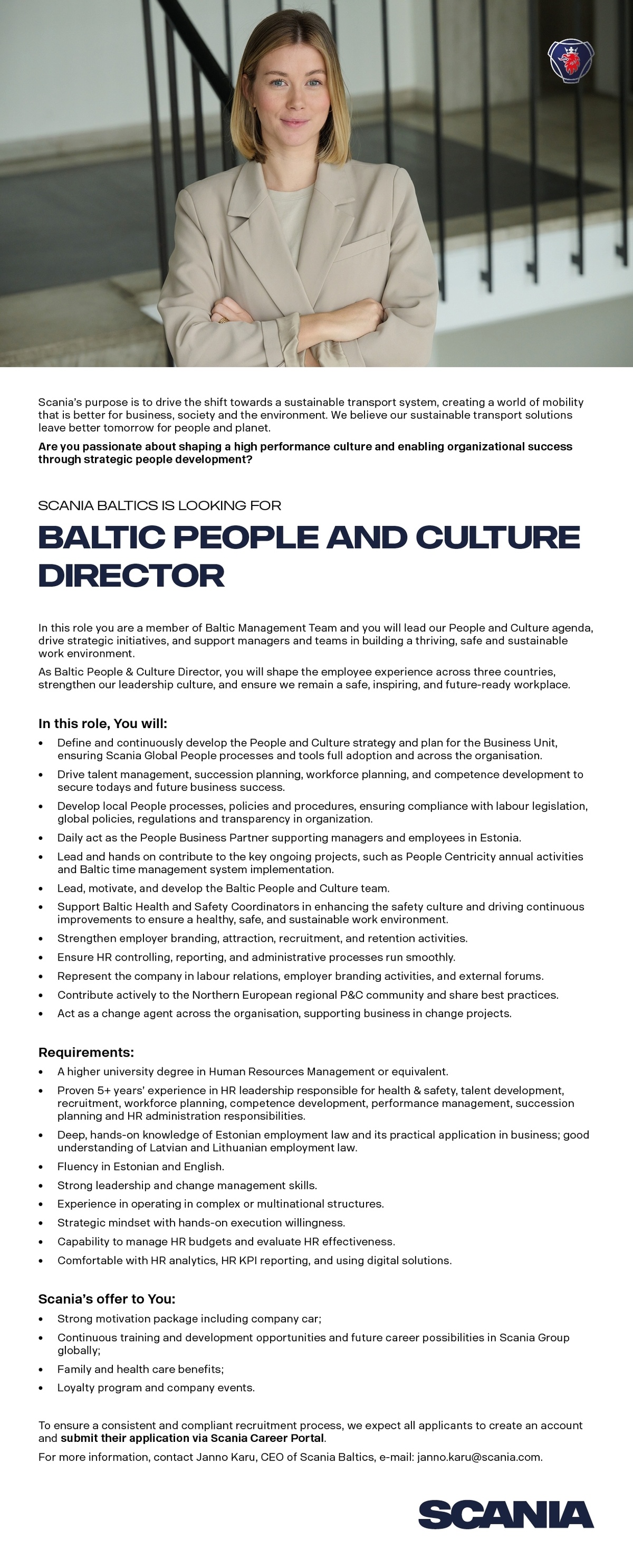 Scania Eesti AS Baltic People and Culture Director