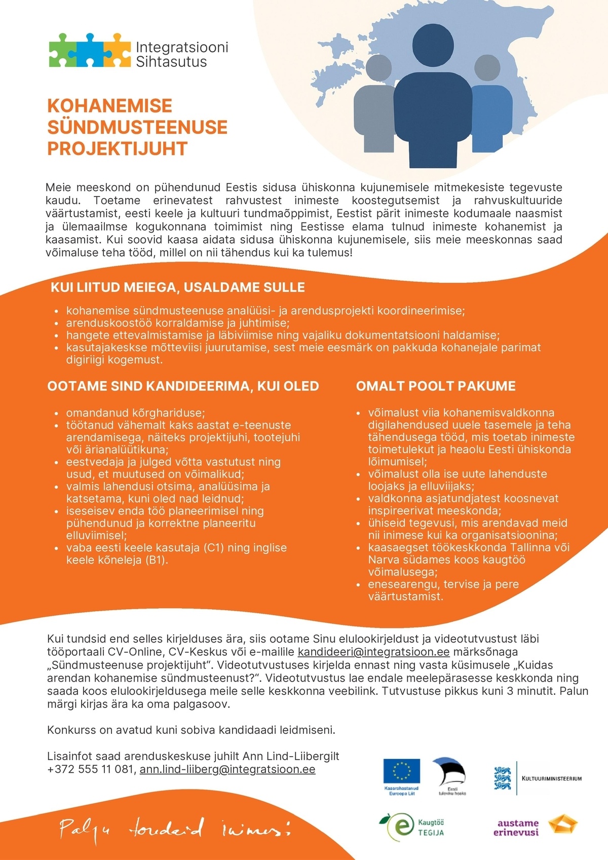 Integratsiooni Sihtasutus Kohanemise sündmusteenuse projektijuht