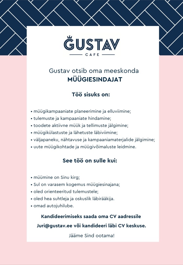 GUSTAV CAFE OÜ Müügiesindaja