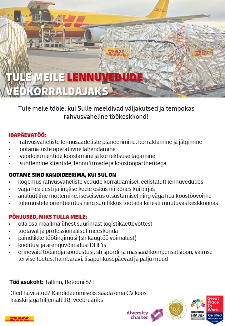 DHL LOGISTICS ESTONIA OÜ Lennuvedude veokorraldaja
