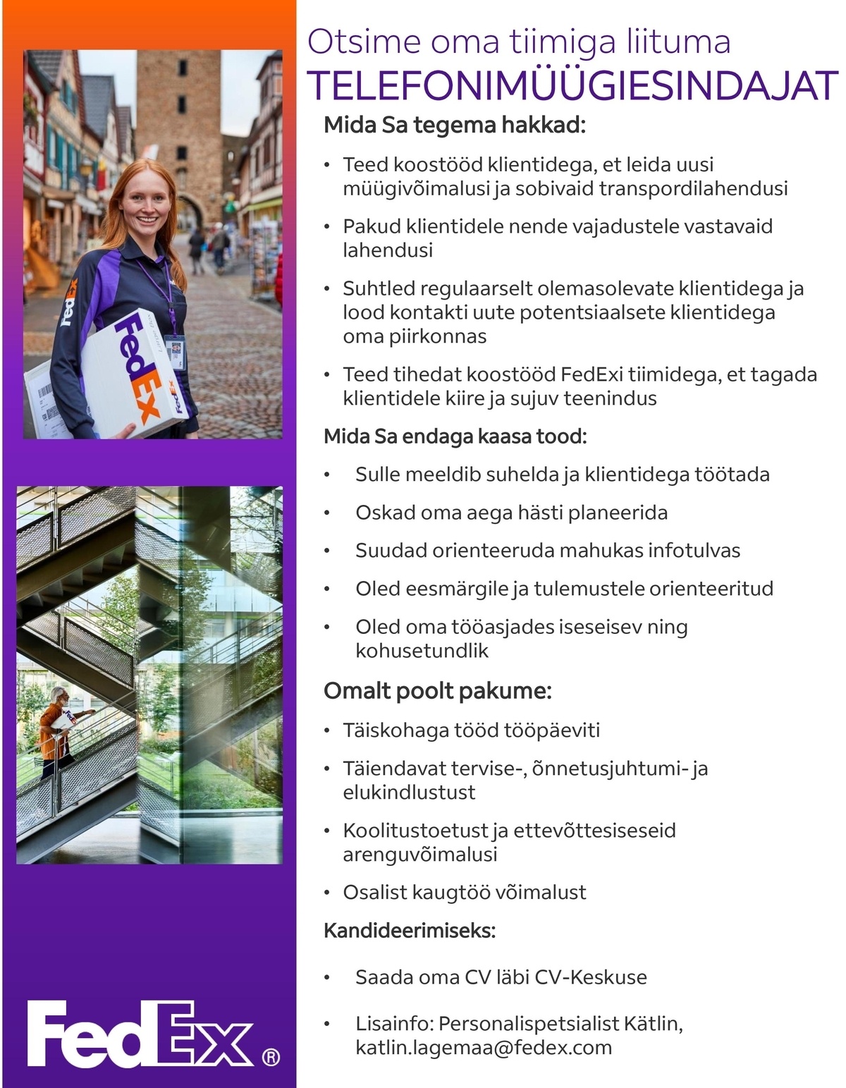 FedEx Express Estonia AS Telefonimüügiesindaja