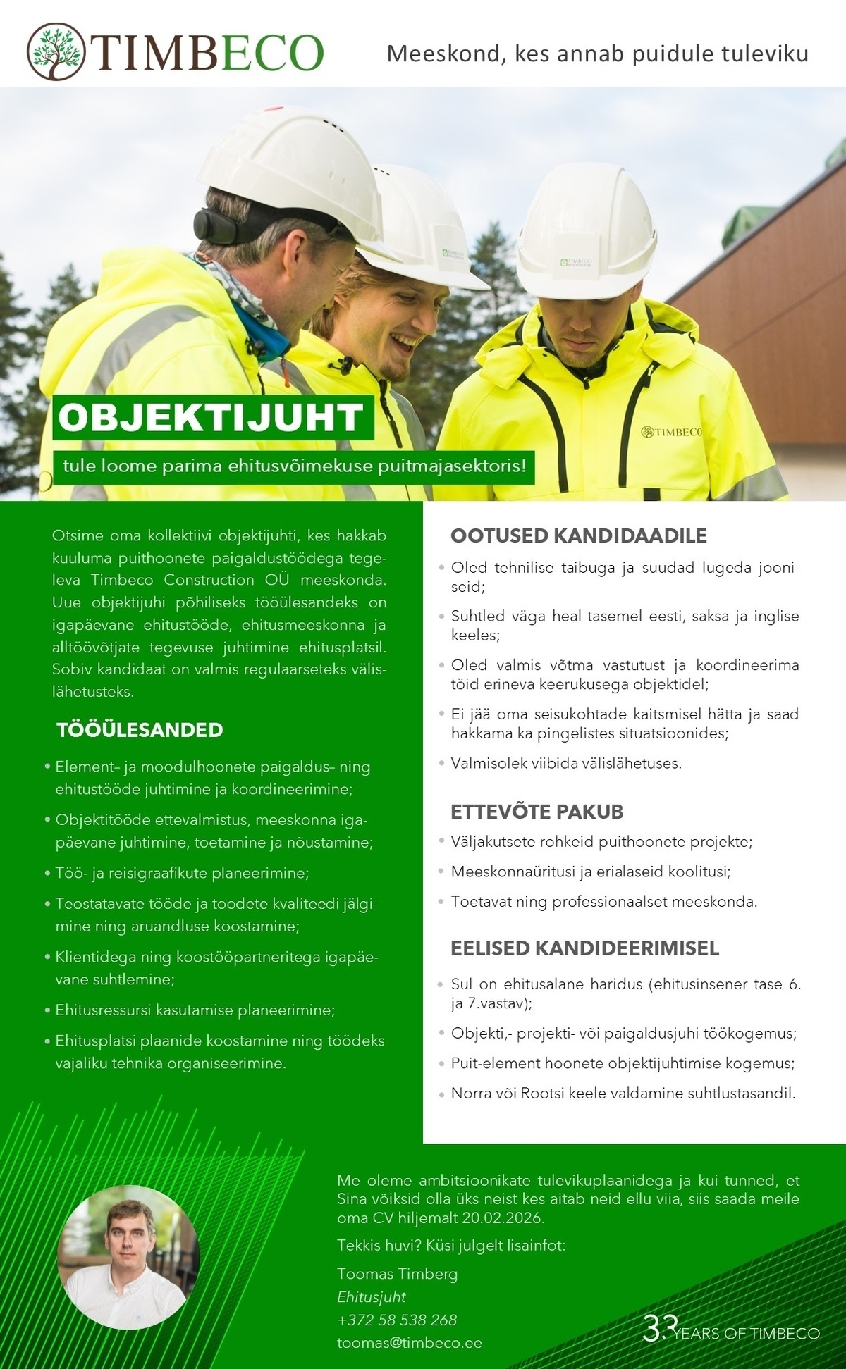 Timbeco Construction OÜ Objektijuht