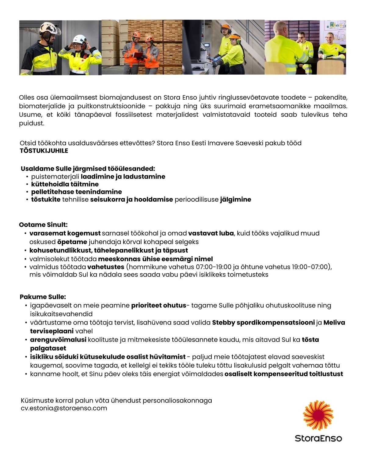 Stora Enso Eesti AS Tõstukijuht