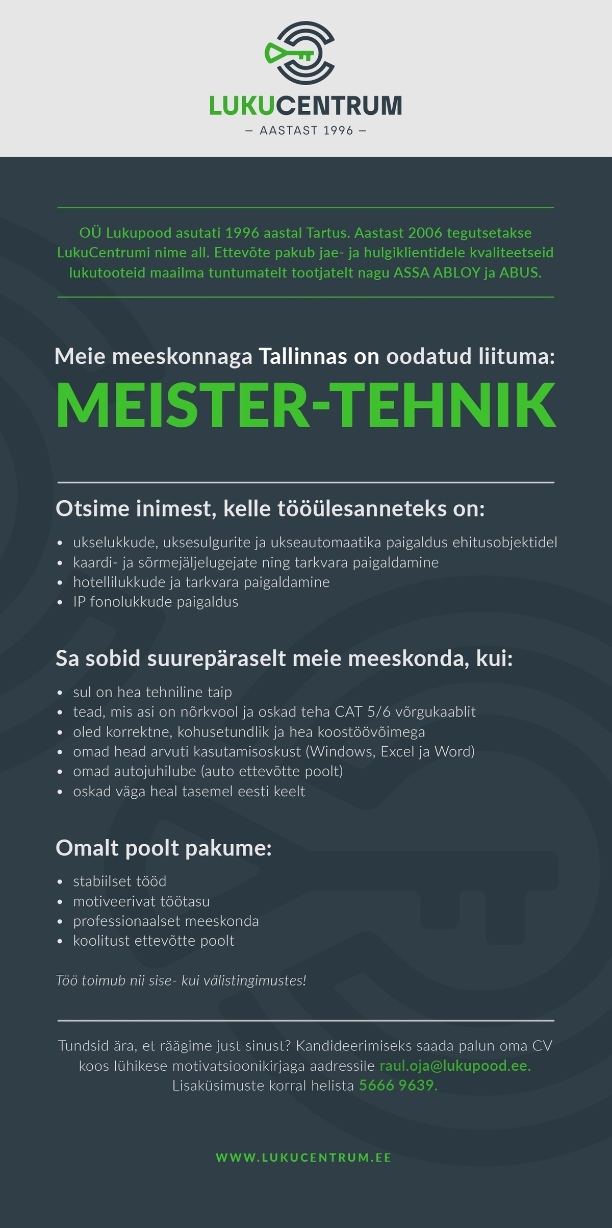 LUKUPOOD OÜ Tehnik - Tallinn