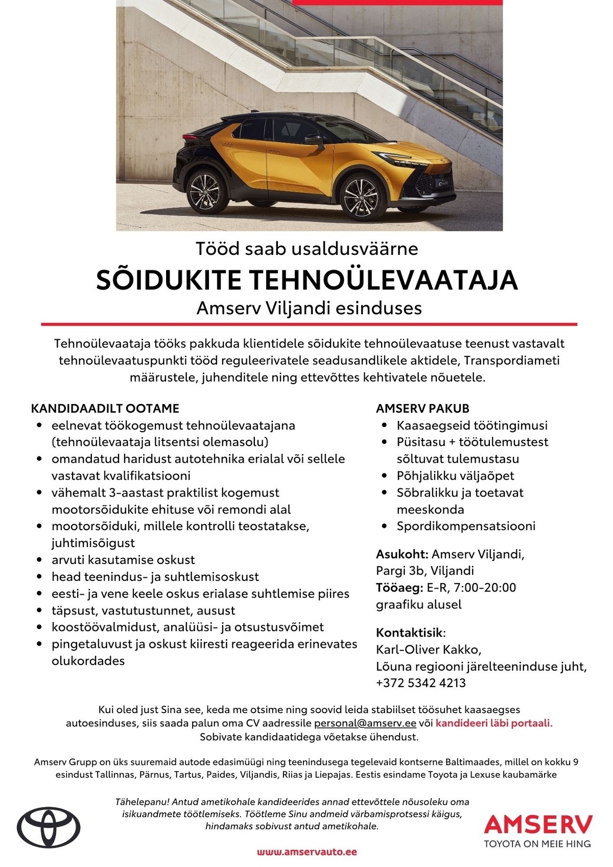 Amserv Grupi AS Tehnoülevaataja Amserv Viljandi esinduses