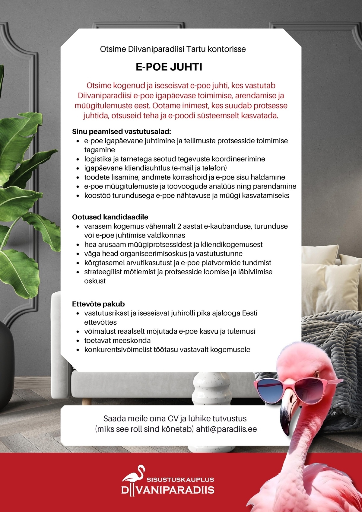 Diivaniparadiis OÜ E-poe juht