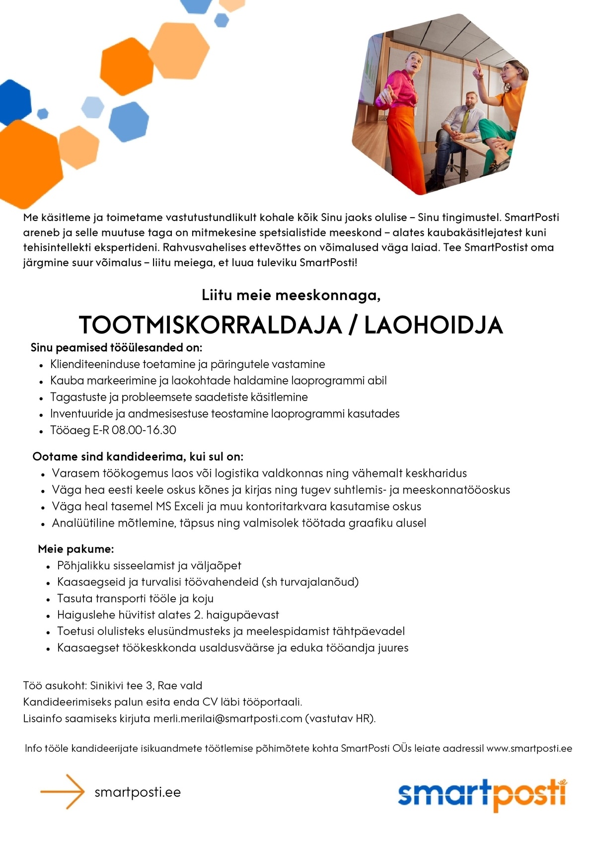SmartPosti OÜ Tootmiskorraldaja