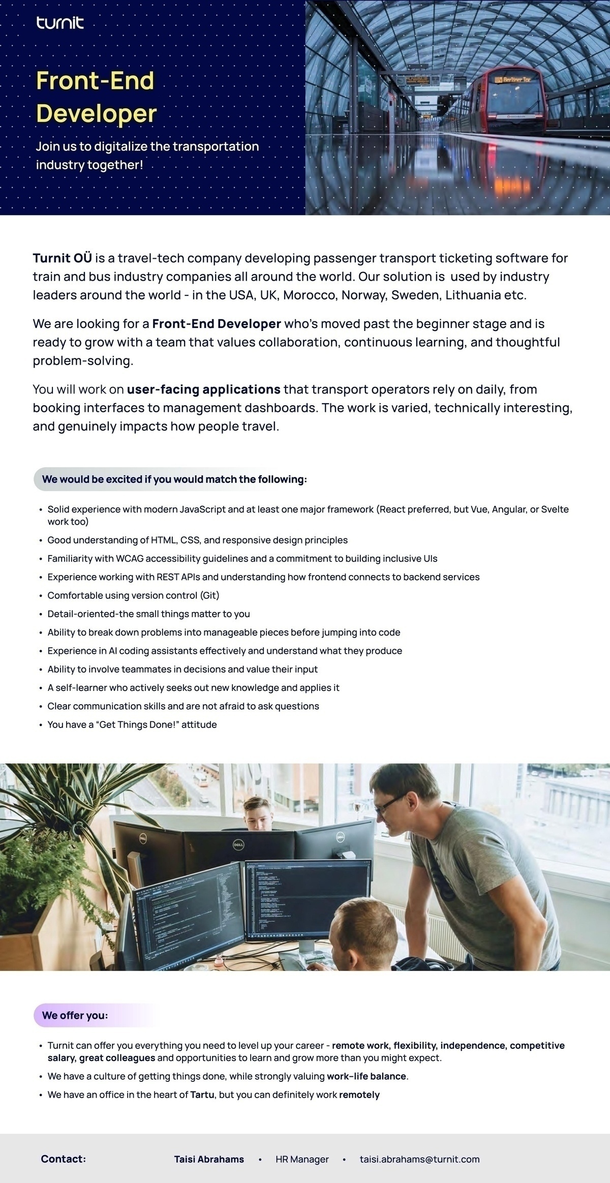 TURNIT OÜ Front-End Developer