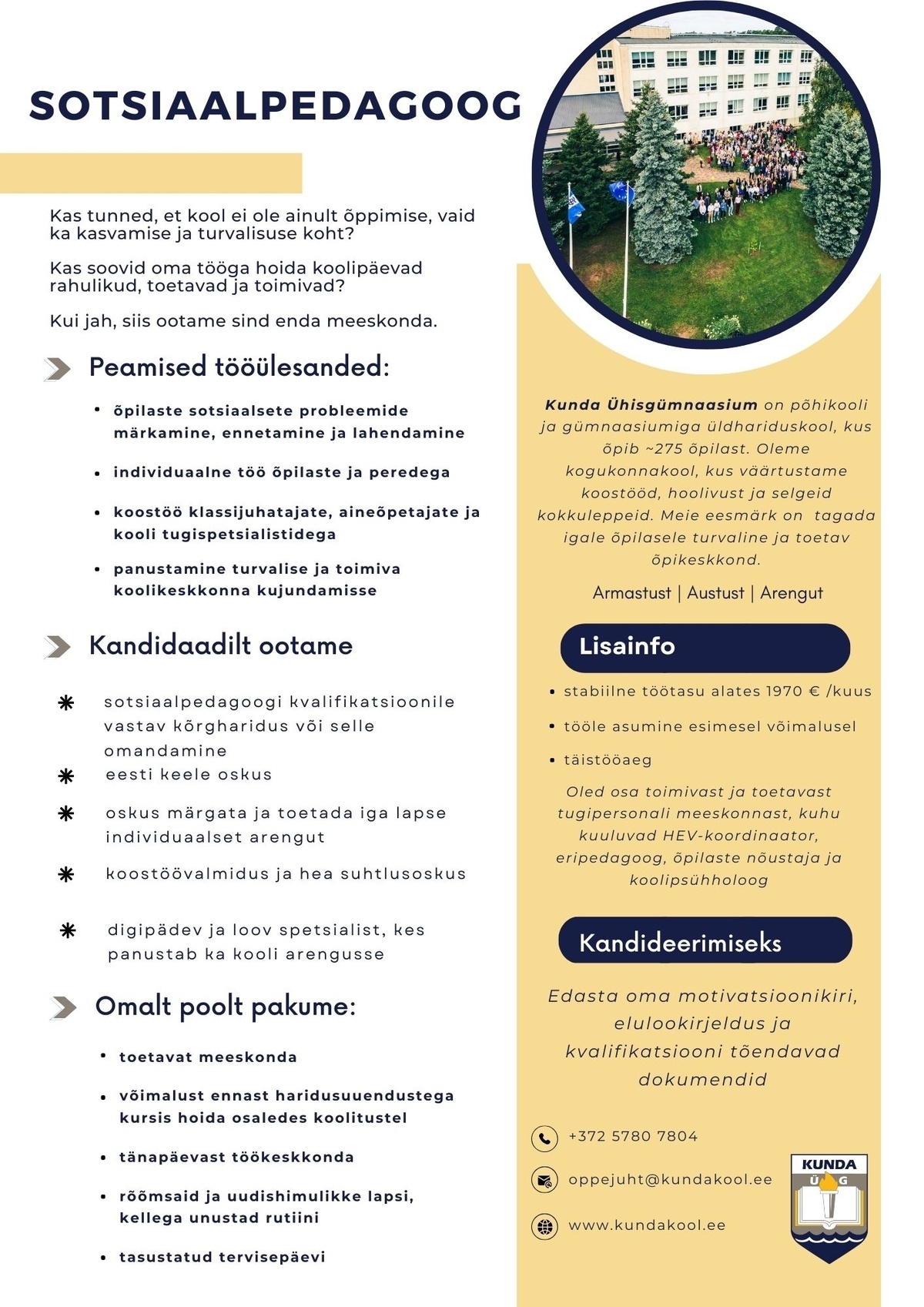 Kunda Ühisgümnaasium Sotsiaalpedagoog