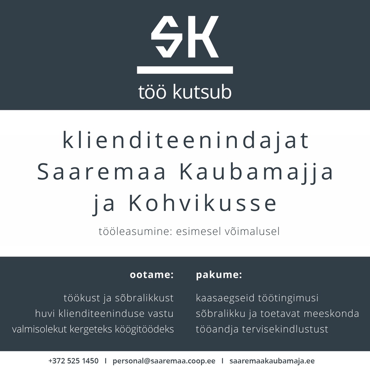 Saaremaa Tarbijate Ühistu Klienditeenindaja Saaremaa Kaubamajja ja Kohvikusse