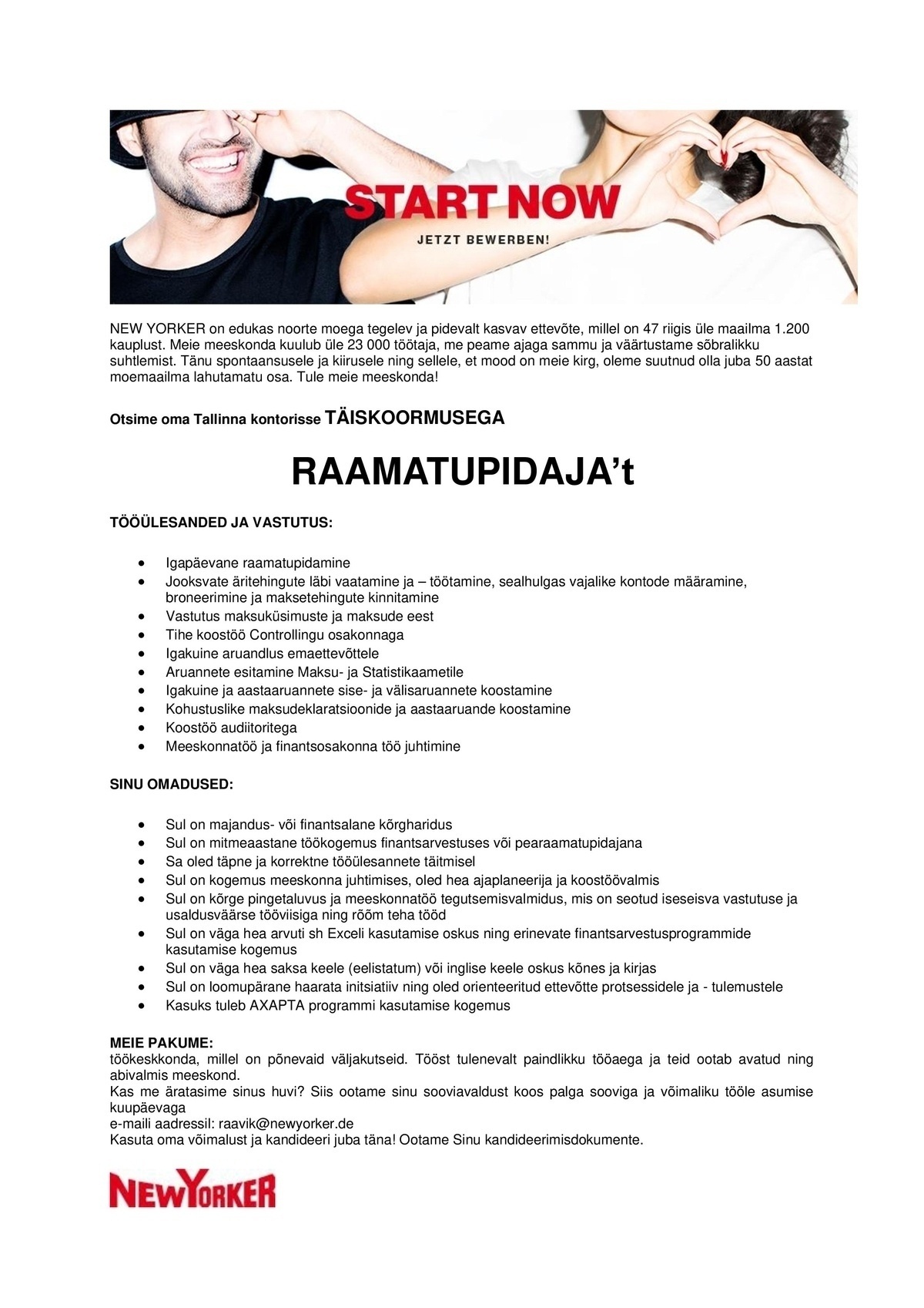 NEW YORKER ESTONIA OÜ Raamatupidaja