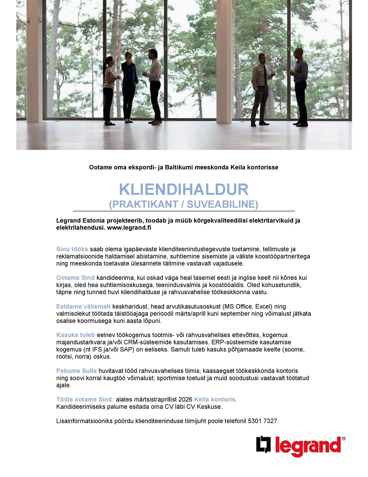 Legrand Estonia OÜ Kliendihaldur