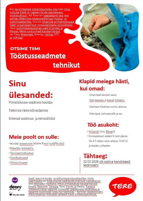 Tere AS Tööstusseadmete tehnik