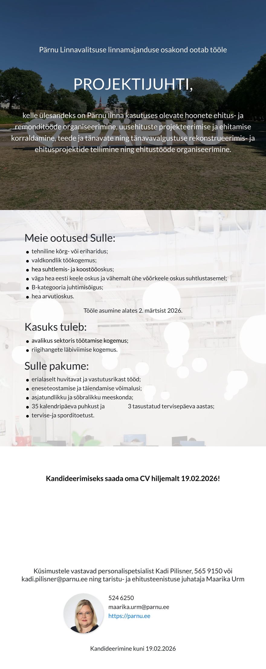 Pärnu Linnavalitsus Projektijuht