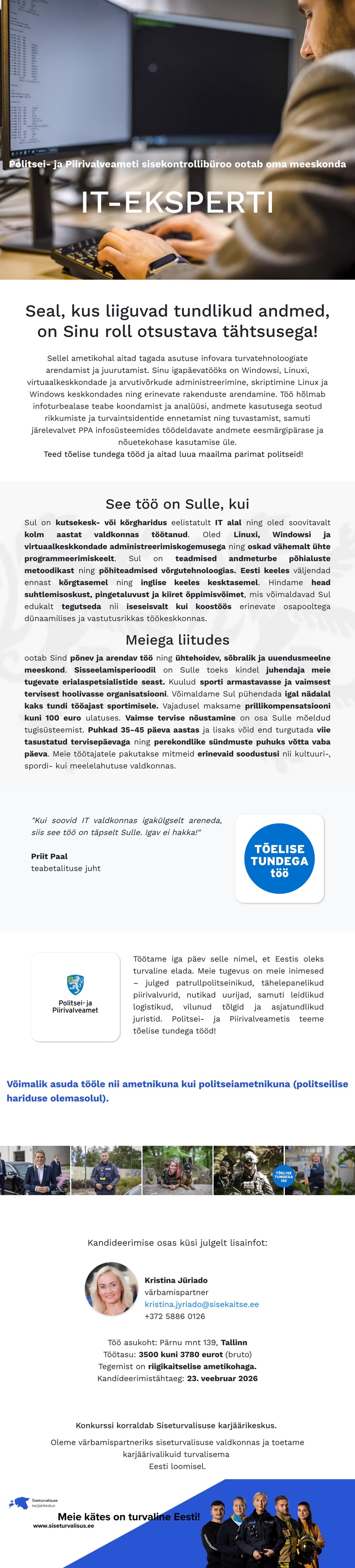 Siseturvalisuse karjäärikeskus IT - ekspert