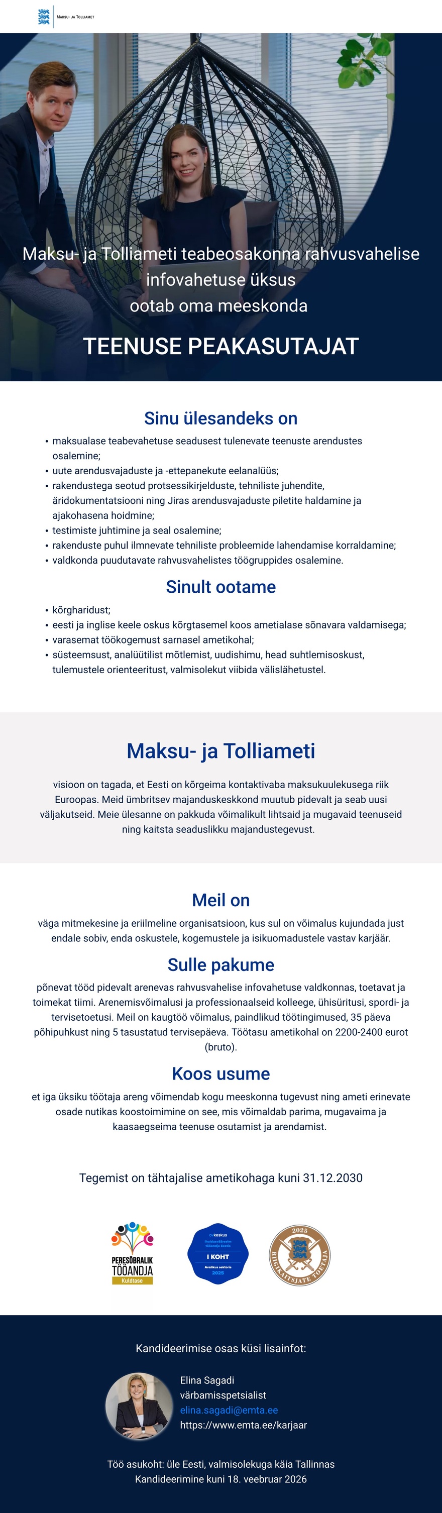 Maksu- ja Tolliamet Teenuse peakasutaja