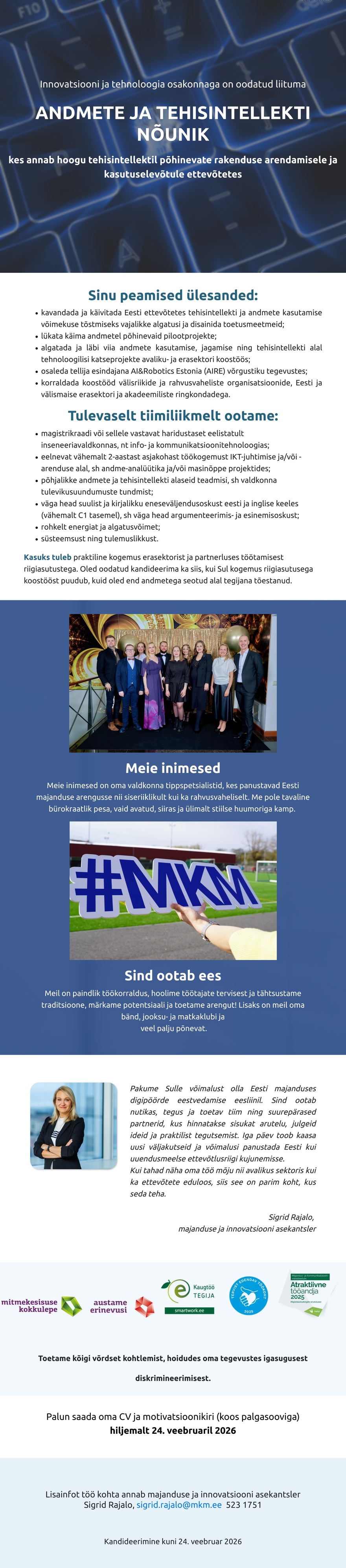 Majandus- ja kommunikatsiooniministeerium Andmete ja tehisintellekti nõunik