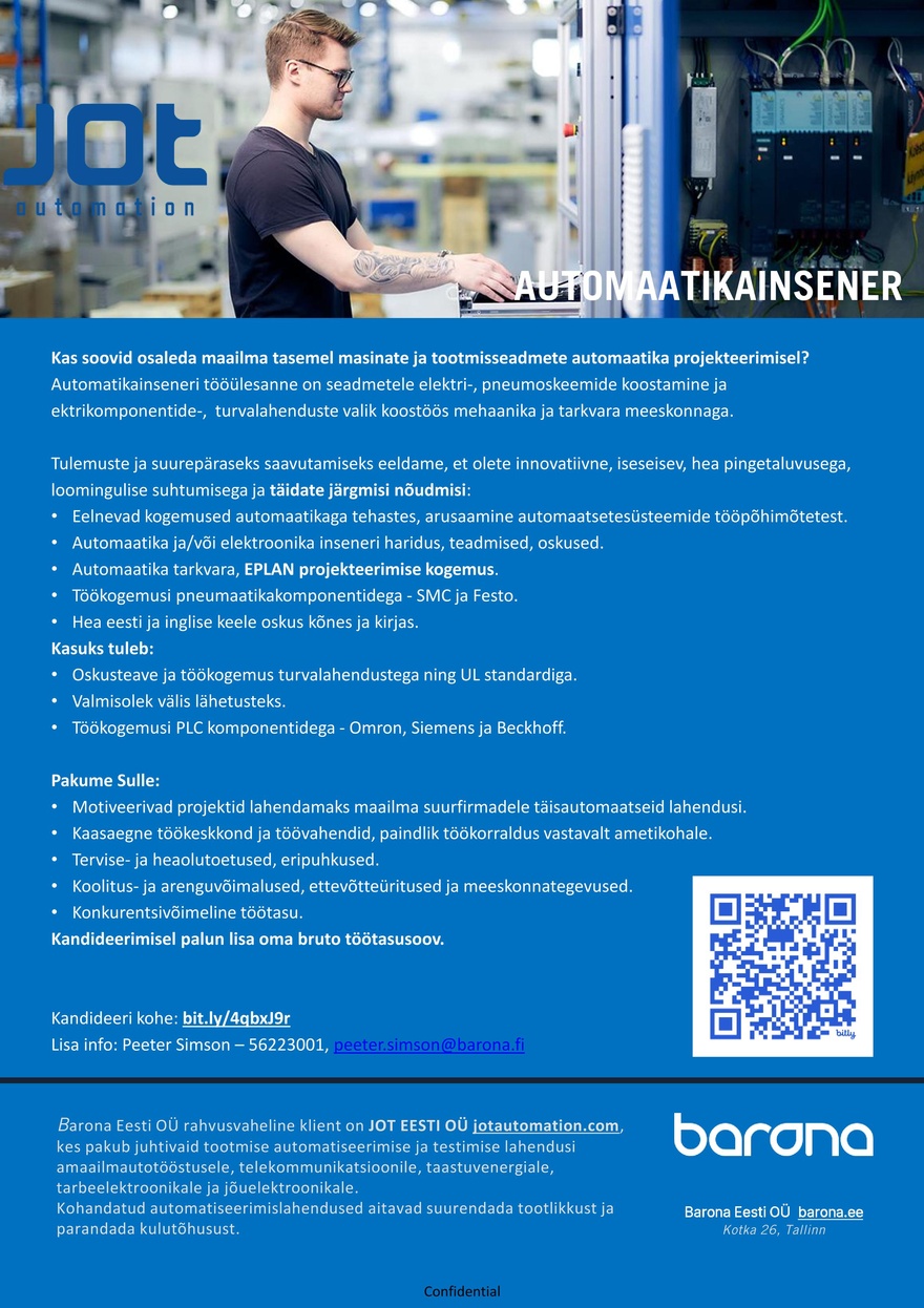 Barona Eesti OÜ Automaatikainsener (Eplan)