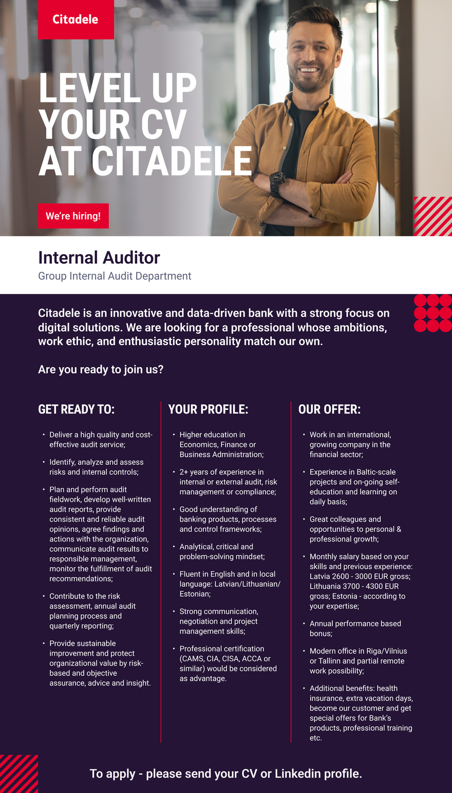 AS CITADELE BANKA EESTI FILIAAL Internal auditor