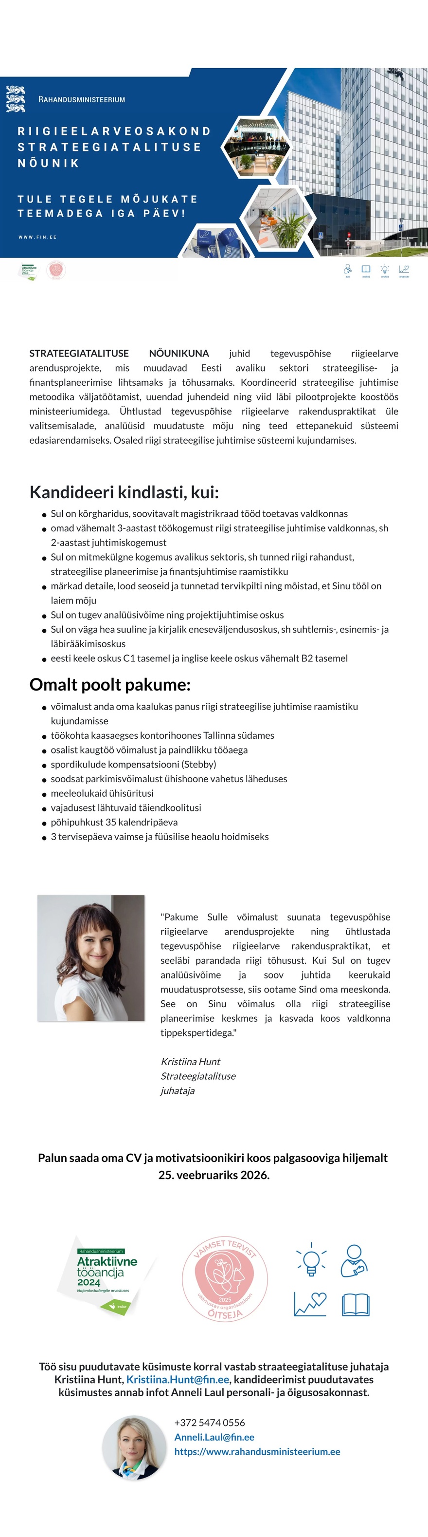 Rahandusministeerium STRATEEGIATALITUSE NÕUNIK