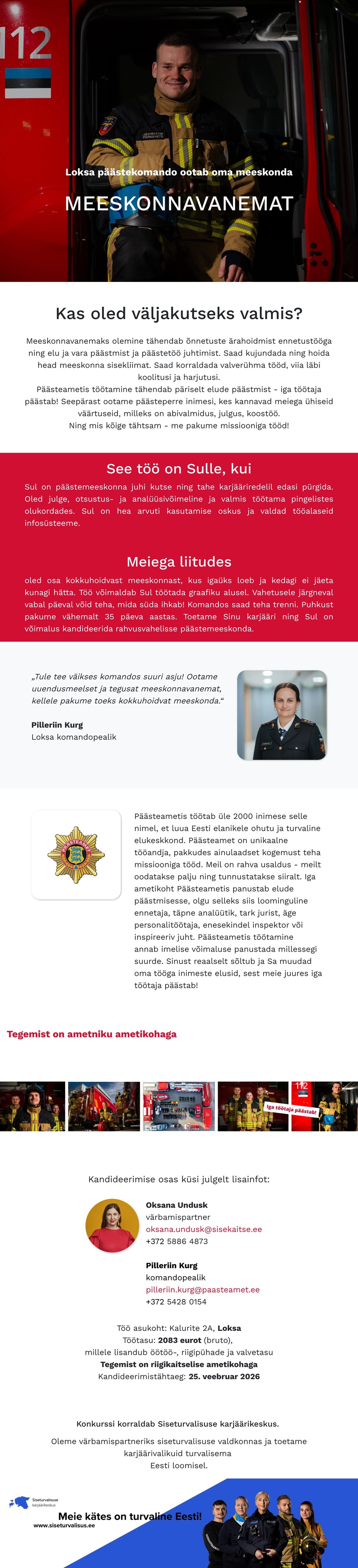 Siseturvalisuse karjäärikeskus Loksa päästekomando meeskonnavanem