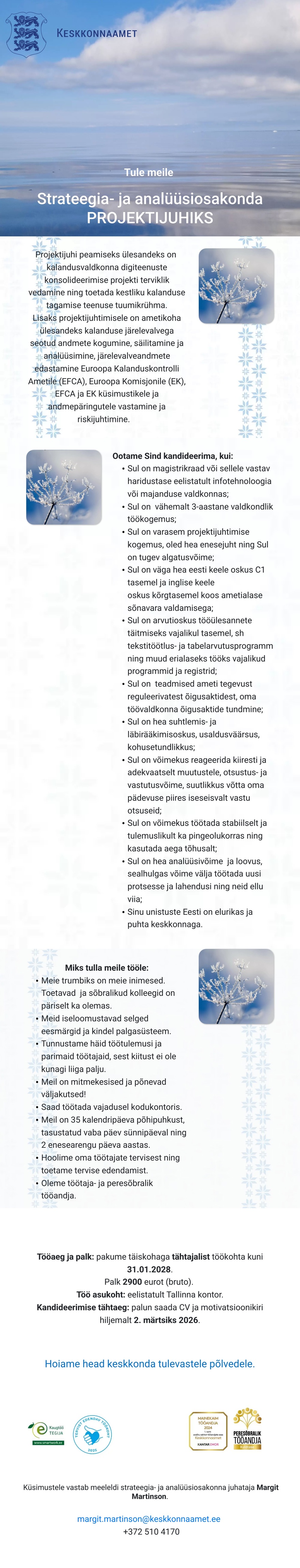 Keskkonnaamet Strateegia- ja analüüsiosakond projektijuht