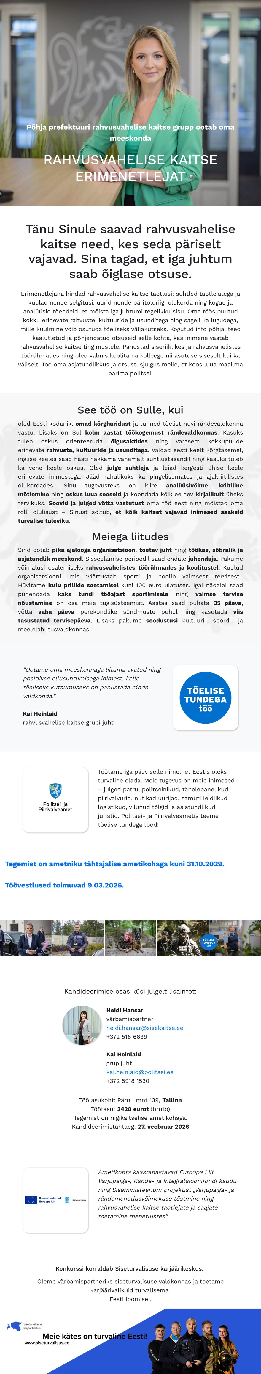 Siseturvalisuse karjäärikeskus Rahvusvahelise kaitse erimenetleja