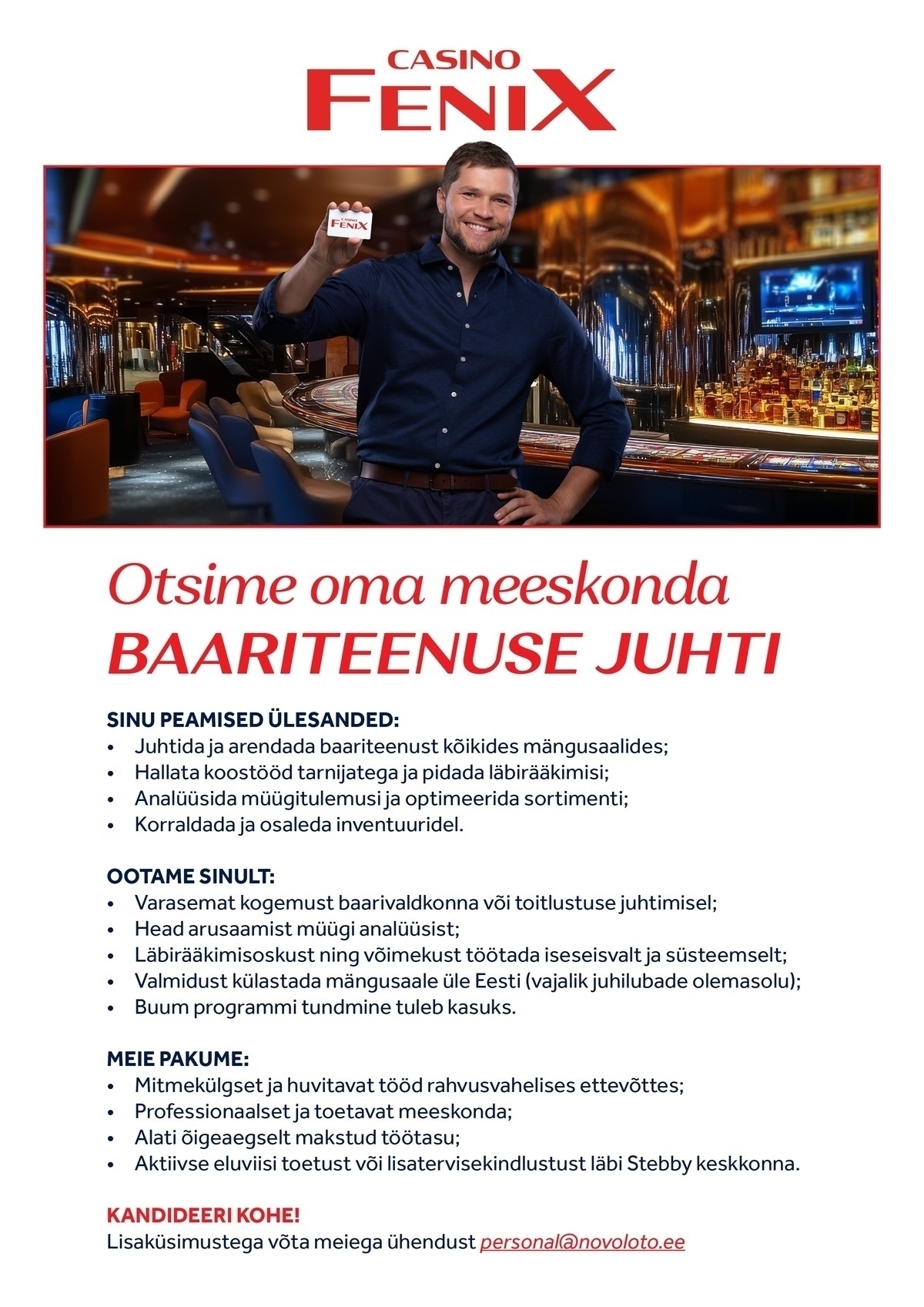 Novoloto OÜ Baariteenuse juht