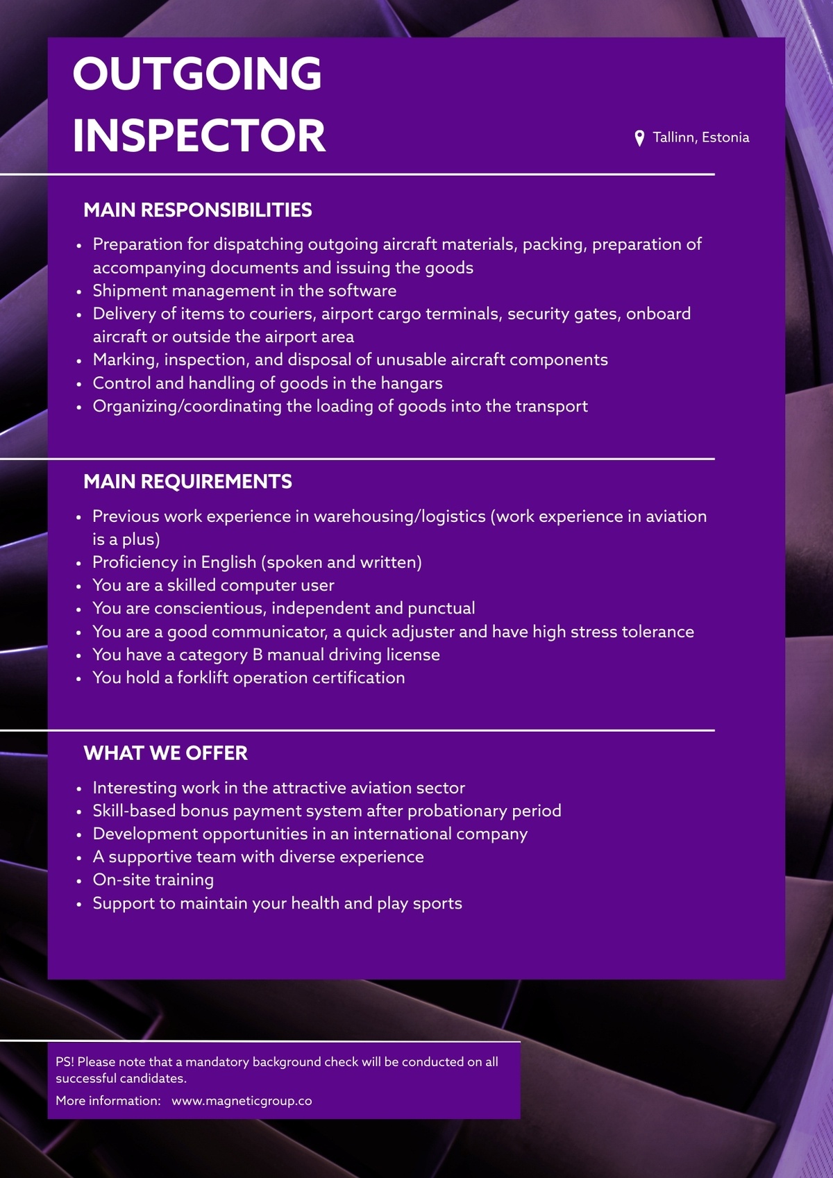 Magnetic MRO AS Outgoing Inspector