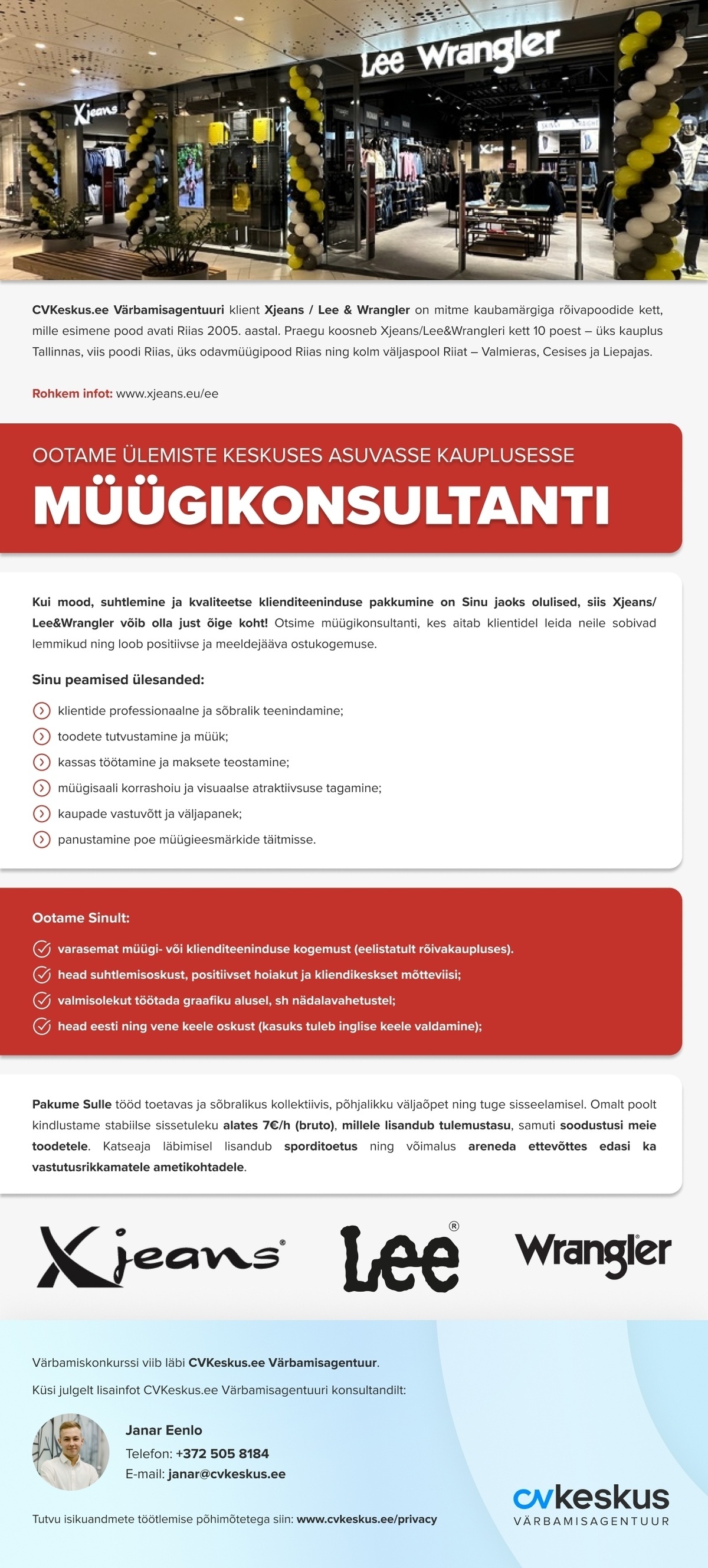 Xjeans / Lee&Wrangler MÜÜGIKONSULTANT